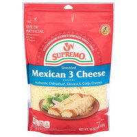 Supremo Cheese, Shredded, Mexican 3 - 16 Ounce