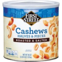 First Street Halves & Pieces Roasted & Salted Cashews - 46 Ounce