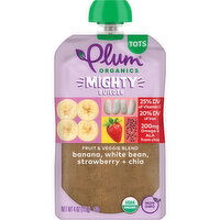 Plum Organics Mighty Builder Fruit & Veggie Blend Banana, Wht Bean, Strawberry + Chia 4oz Pch, 4 Ounce