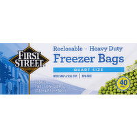 First Street Freezer Bags, Reclosable, Heavy Duty, Quart Size - 40 Each