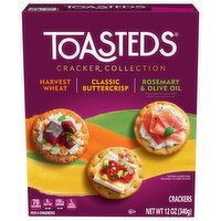 Toasteds Harvest Wheat/Classic Buttercrisp/Rosemary & Olive Oil Cracker Collection - 12 Ounce