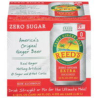 Reed's Zero Sugar Extra Non-Alcoholic America's Original Ginger Beer - 4 Each