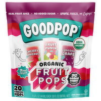GoodPop Organic Cherry Limeade/Fruit Punch/Concord Grape Fruit Pops - 20 Each