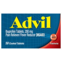 Advil Coated Tablets 200 mg Pain Reliever/Fever Reducer - 50 Each