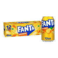 Fanta Pineapple Cans Soda Fruit Flavored Soft Drink, 12 fl oz, 12 pack - 144 Ounce