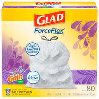 Glad Bags, Drawstring, Kitchen, Gain Lavender Scent with Febreze Freshness, 13 Gallon, Tall - 80 Each