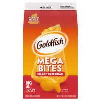 Goldfish Baked Snack Crackers, Sharp Cheddar, Big & Crispy, Mega Bites