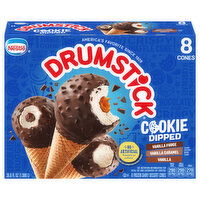 Drumstick Frozen Dairy Dessert Cones, Vanilla Fudge/Vanilla Caramel/Vanilla, Cookie Dipped