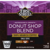 First Street Coffee, 100% Arabica, Medium, Donut Shop Blend, Single Serve Pods - 100 Each