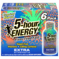 5-Hour Energy Energy Drink, Extra Strength, Tropical Burst, 6 Pack - 6 Each