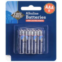 First Street Batteries, Alkaline, AAA, 1.5V, 8 Pack, 8 Each