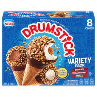 Nestle Frozen Dairy Dessert Cones, Chocolate/Vanilla Caramel/Vanilla, Variety Pack, 8 Each