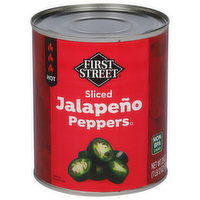 First Street Jalapeno Peppers, Sliced, Hot - 28 Ounce