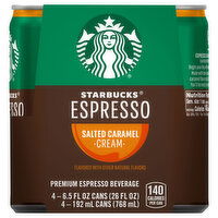 Starbucks Espresso Beverage, Salted Caramel Cream, Premium, 4 Each