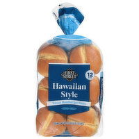 First Street Hamburger Buns, Sweet, Hawaiian Style - 12 Each