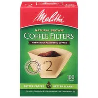 Melitta Coffee Filters, Natural Brown, No. 2, 100 Each