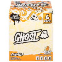 Ghost Energy Drink, Zero Sugars, Orange Cream, 4 Pack, 64 Ounce