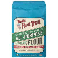 Bob's Red Mill Flour, Organic, All-Purpose, Unbleached White, 5 Pound