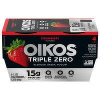 Oikos Yogurt, Nonfat, Greek, Blended, Strawberry Flavored, 4 Pack, 4 Each