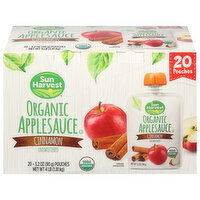 Sun Harvest Applesauce, Organic, Cinnamon, Unsweetened - 20 Each