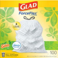 Glad Kitchen Bags, Tall, Drawstring, Gain Original Scent, 13 Gallon, 100 Each