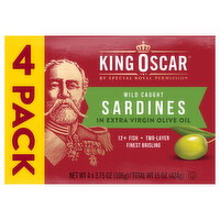 King Oscar Wild Caught Sardines in Extra Virgin Olive Oil - 4 Each
