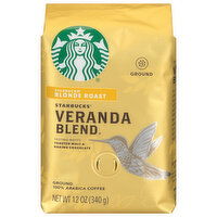 Starbucks Coffee, Ground, Blonde Roast, Veranda Blend - 12 Ounce