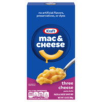 Kraft Mac & Cheese, Three Cheese, Pasta Shells - 7.25 Ounce