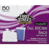 First Street Tall Kitchen Bags, Twist Ties, 13 Gallon - 150 Each