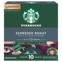 Starbucks Coffee, Espresso Roast, Ground, Capsules - 10 Each