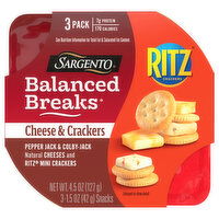 Sargento Balanced Breaks, Cheese & Crackers, Pepper Jack & Colby-Jack Cheeses/Ritz Mini Crackers, 3 Pack