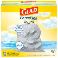 Glad Tall Kitchen Bags, Drawstring, Fresh Clean, 13 Gallon - 80 Each