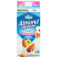 Almond Breeze Almondmilk, Unsweetened, Vanilla, 0.5 Gallon