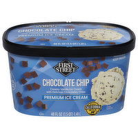 First Street Ice Cream, Premium, Chocolate Chip - 48 Fluid ounce