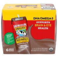 Horizon Organic Milk, DHA Omega-3, Lowfat, Organic, Chocolate - 6 Each