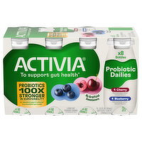 Activia Blueberry & Cherry Probiotic Low Fat Yogurt Drinks - 8 Each