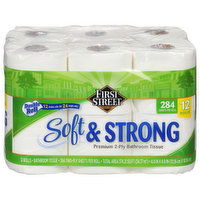 First Street Bathroom Tissue, Premium, Double Roll, Soft & Strong, 2-Ply - 12 Each