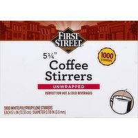 First Street Coffee Stirrers, Unwrapped, 5-1/4 Inches - 1000 Each