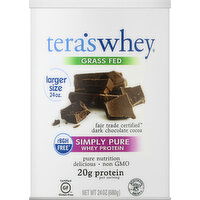 Tera's Whey Whey Protein, Simply Pure, Dark Chocolate Cocoa, Grass Fed - 24 Ounce