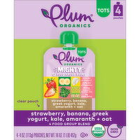 Plum Organics Mighty 4 Strawberry, Banana, Greek Yogurt, Kale, Amaranth + Oat 4oz Pouch-4-Pack - 4 Each