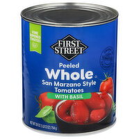 First Street Peeled Whole San Marzano Style with Basil Tomatoes