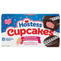 Hostess Frosted Dark Chocolate Cupcakes with Raspberry Creamy Filling - 8 Each