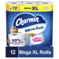 Charmin Toilet Paper Ultra Soft, Mega XL Rolls - 12 Each