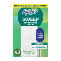 Swiffer Sweep + Mop, Dry Pads Refill, Floor Cleaner, Unscented - 52 Each