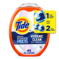 Tide Power PODS Laundry Detergent Pacs, Hygienic Clean, Original - 45 Each