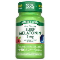 Nature's Truth Melatonin, Fast Dissolve Sleep, 5 mg, Tablets, Natural Berry Flavor - 90 Each