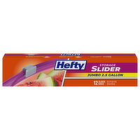 Hefty 2.5 Gallon Storage Jumbo Slider Bags - 12 Each