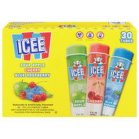 Icee Freeze Tubes, Sour Apple/Cherry/Blue Raspberry - 30 Each