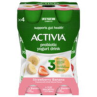 Activia Yogurt, Strawberry Banana, Probiotic, Low Fat, 4 Each