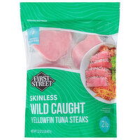 First Street Tuna Steaks, Yellowfin, Wild Caught, Skinless - 32 Ounce